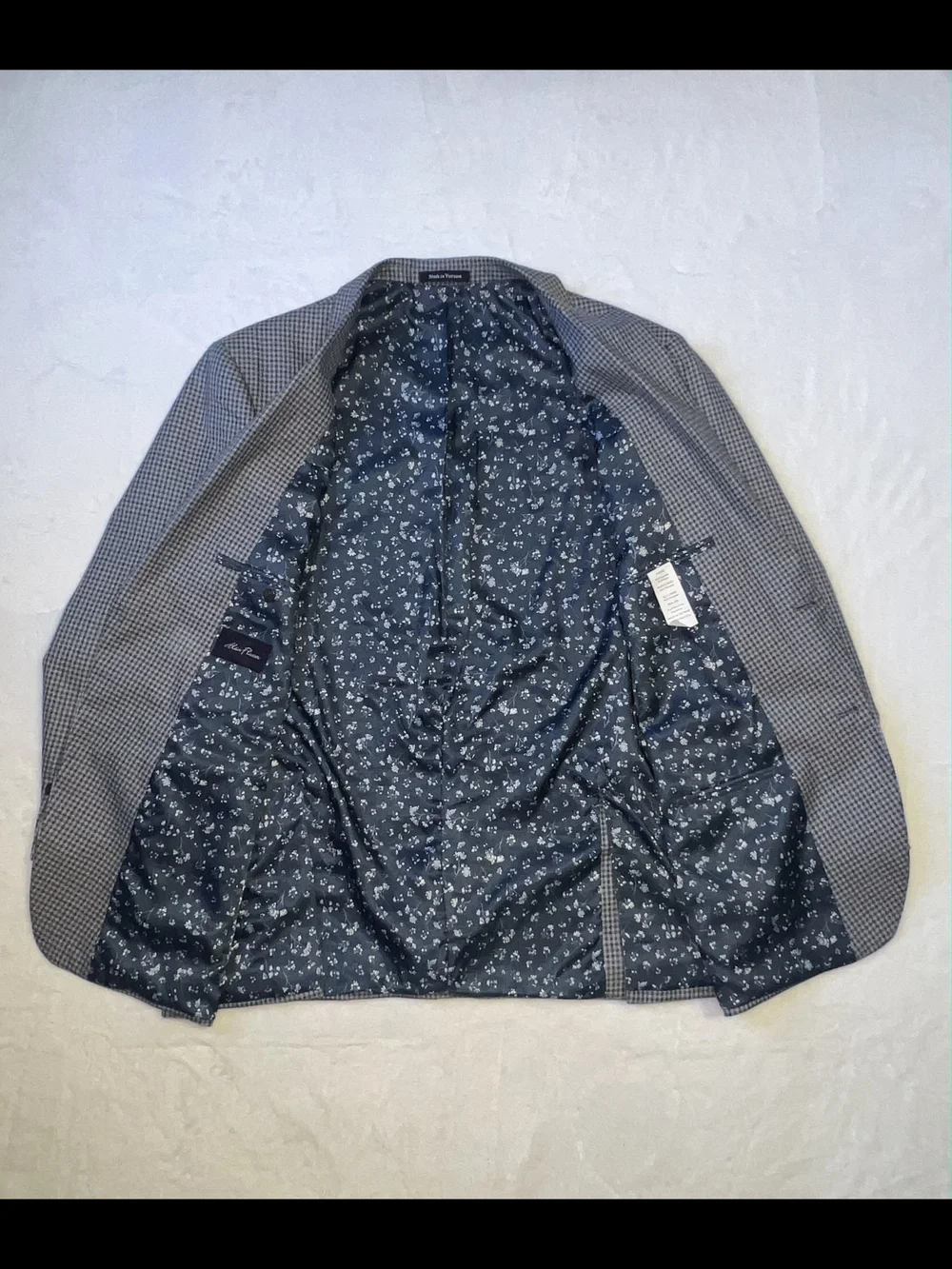 Alan Flusser Navy and White Houndstooth‎ Blazer Sport Coat